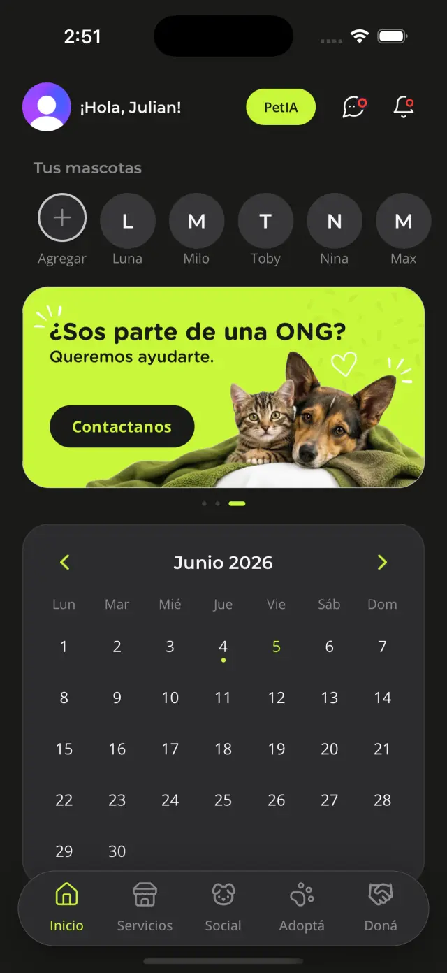 App ClubPet — inicio